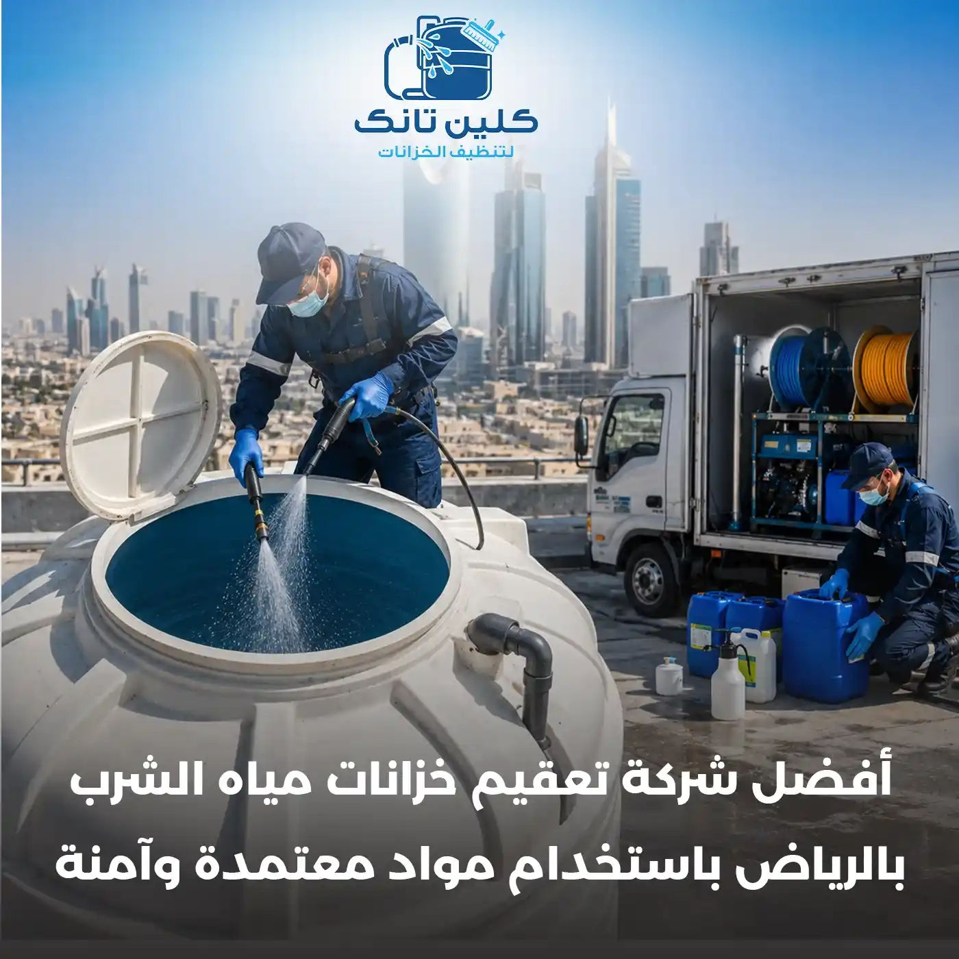أفضل شركة تعقيم خزانات مياه الشرب بالرياض باستخدام مواد معتمدة وآمنة | شركة كلين تانك