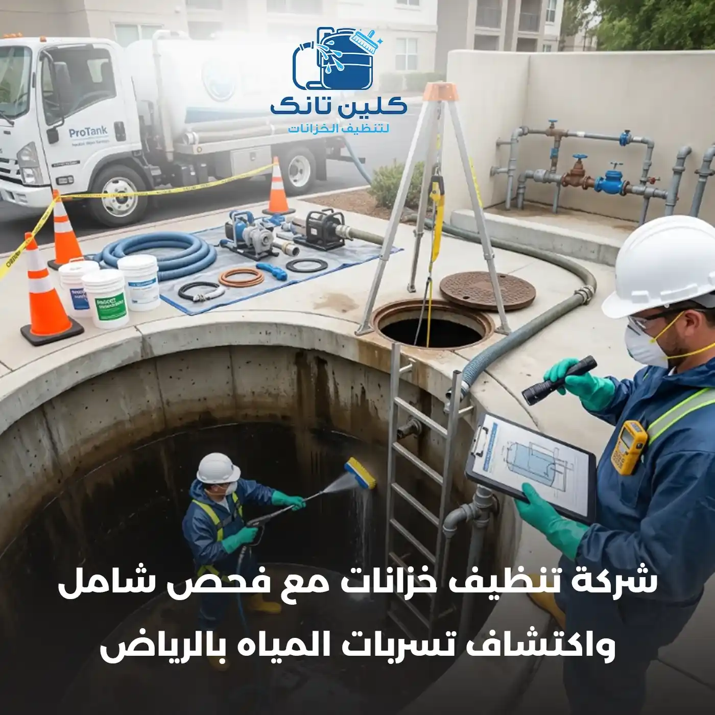 أفضل شركة تنظيف خزانات مع فحص شامل واكتشاف تسربات المياه بالرياض | شركة كلين تانك